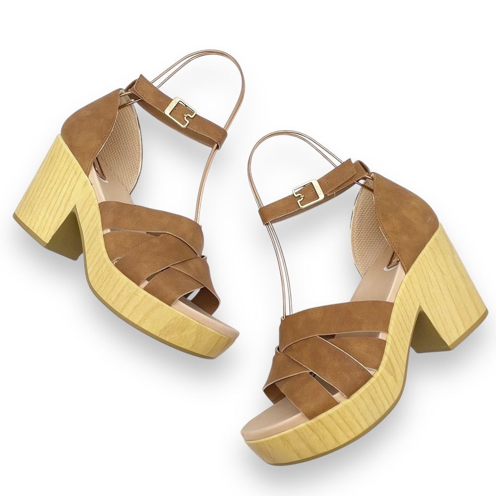 Dr. Scholl’s Blissful Platform Clog Sandal Brown Faux Leather Women's Size 8.5 - Picture 4 of 16